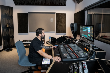 Music – Recording studio Man working in a recording studio